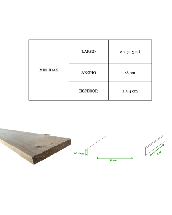 Tablón 18x2,5 x 300